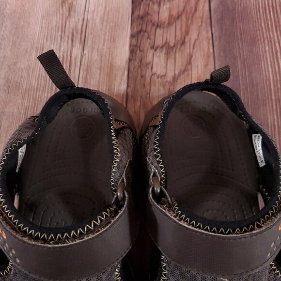 Crocs Swiftwater Mens 8 Brown Mesh Fisherman Deck Sandals Water Shoes 15041 - Picture 8 of 16